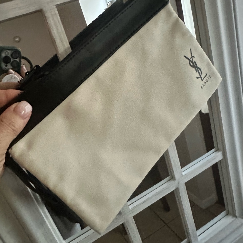 Black and Cream woman YSL beaute  Bag